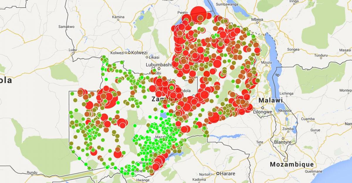 zemljevid Malavi malarija 
