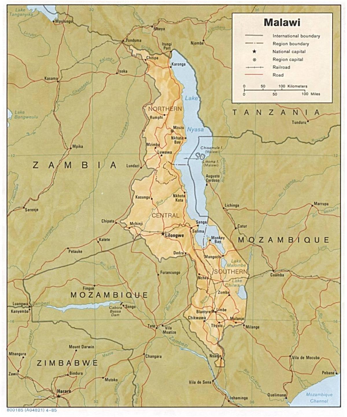 jezera Malawi na zemljevidu