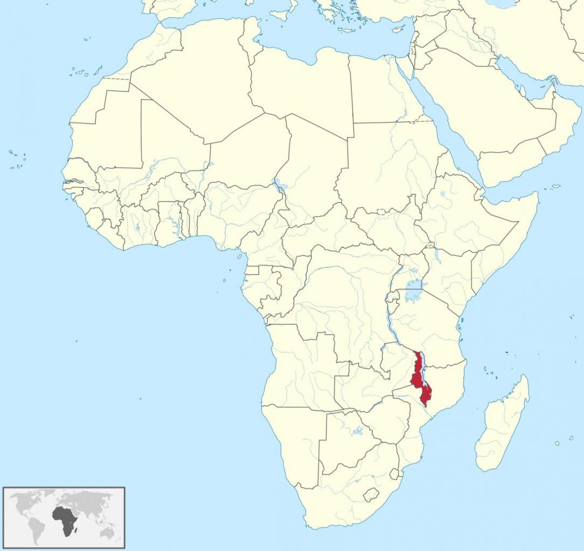 zemljevid afrike prikazuje Malavi