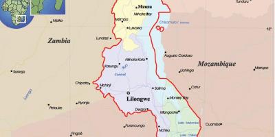 Zemljevid Malavi politične